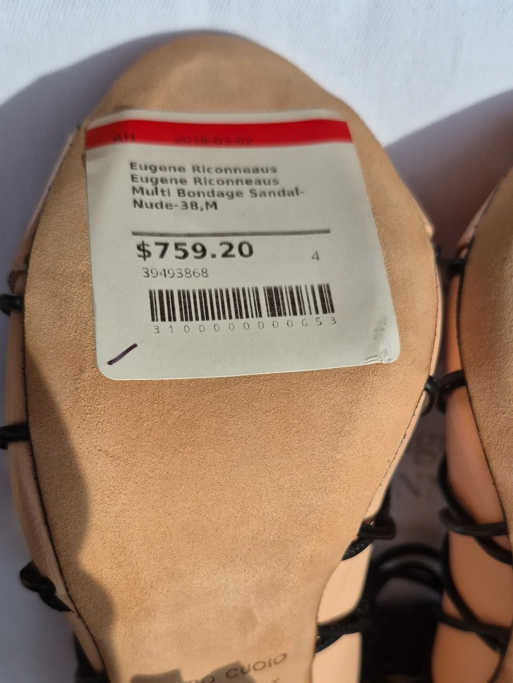 Eugene Riconneaus 38 Nude Kidskin Multi-Bondage Heels - New